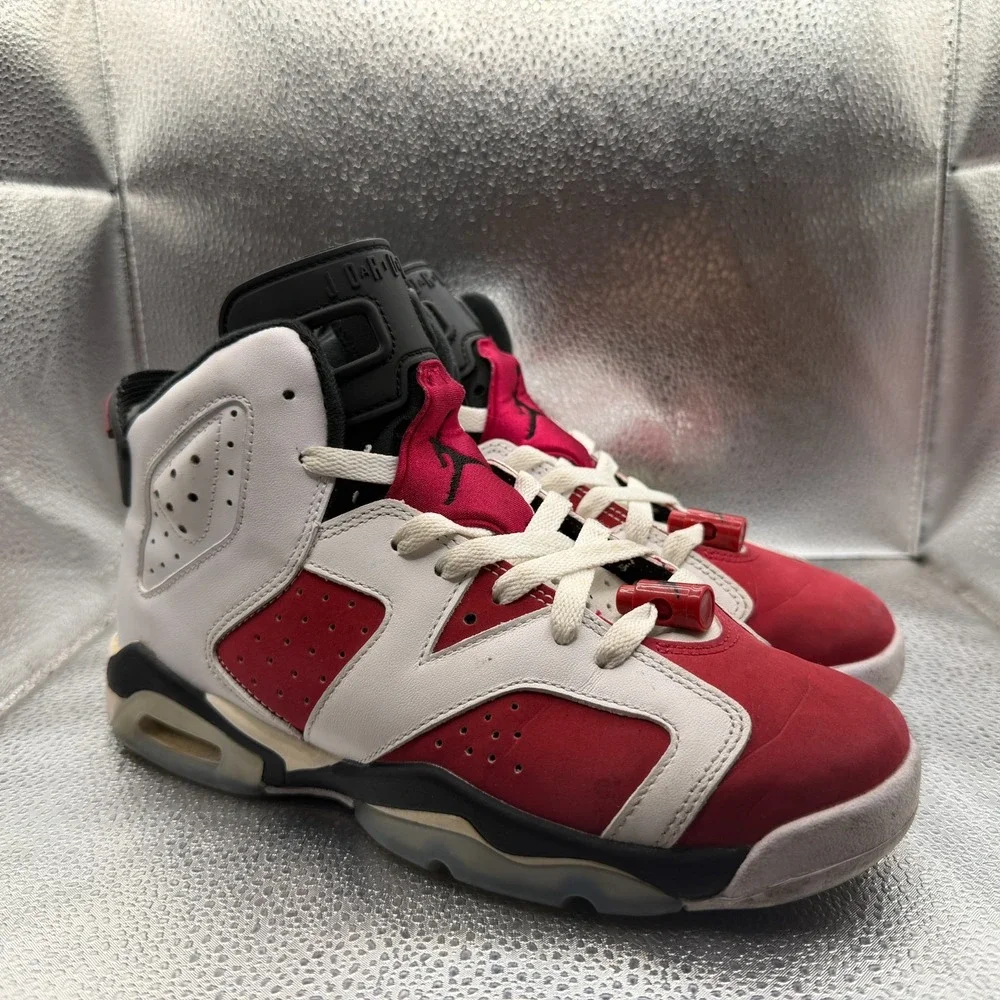 Size 6Y Air Jordan 6 Retro Mid White Carmine Kids Basketball Shoes‎ 384665-106